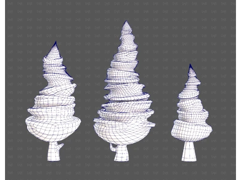 Trees Cartoon V64 3D Model