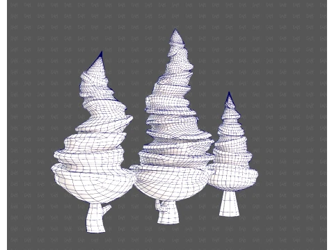 Trees Cartoon V64 3D Model