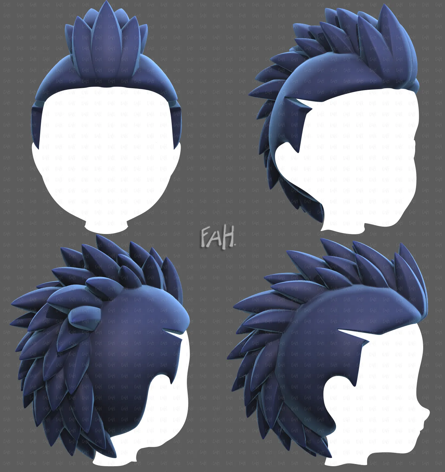 Base Hair for Boy V68 3D Model .c4d .max .obj .3ds .fbx .stl .blend