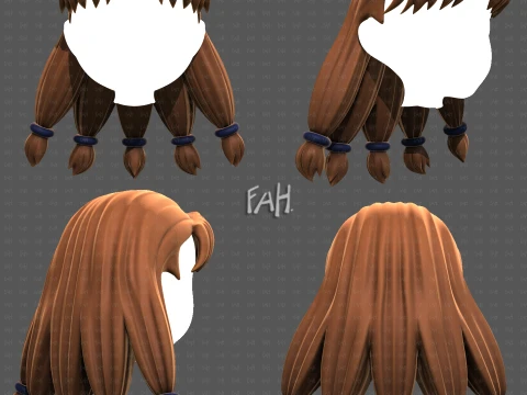 Base cheveux pour fille V69 Modèle 3D