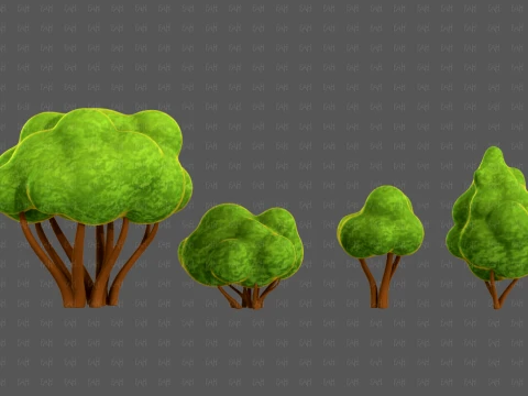 Trees Cartoon V66 3D Model