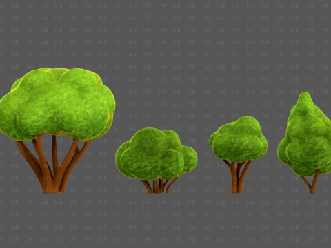 Trees Cartoon V66 3D Model