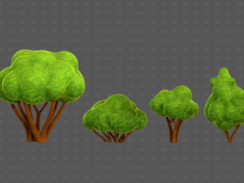 Trees Cartoon V66 3D Model
