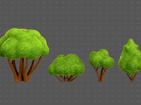 Trees Cartoon V66 3D Model