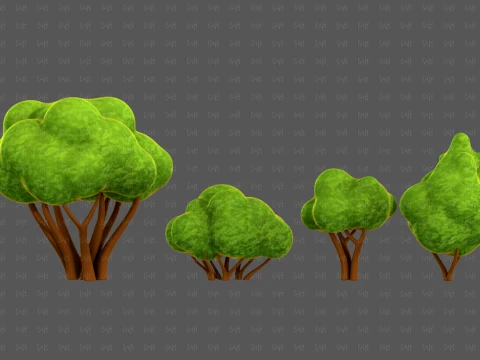 Trees Cartoon V66 3D Model