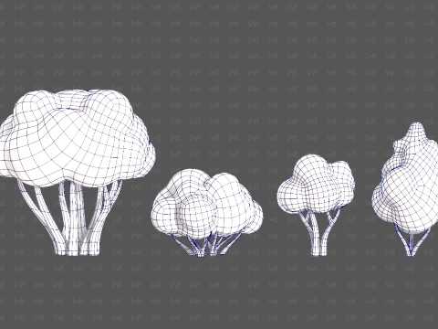 Trees Cartoon V66 3D Model