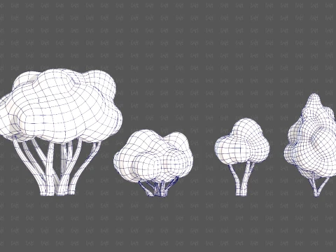 Trees Cartoon V66 3D Model