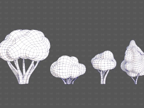 Trees Cartoon V66 3D Model