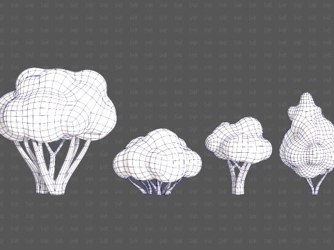 Trees Cartoon V66 3D Model