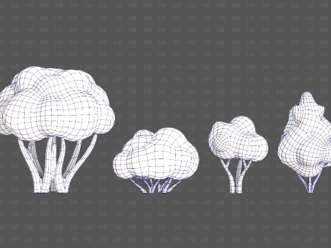 Trees Cartoon V66 3D Model