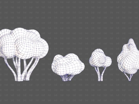 Trees Cartoon V66 3D Model