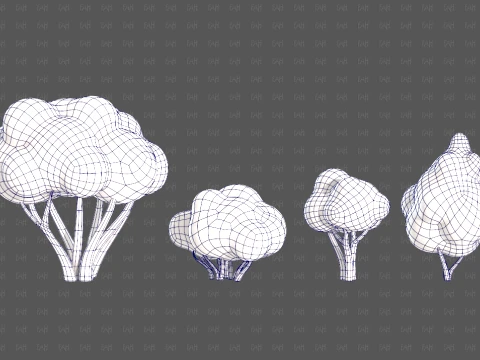 Trees Cartoon V66 3D Model