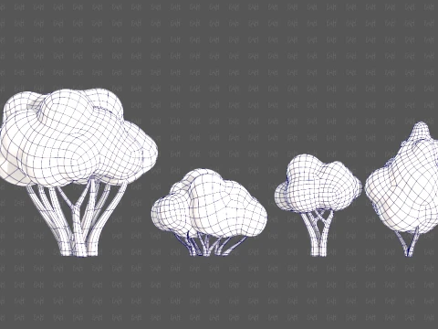 Trees Cartoon V66 3D Model