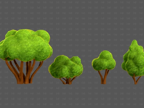 Trees Cartoon V66 3D Model