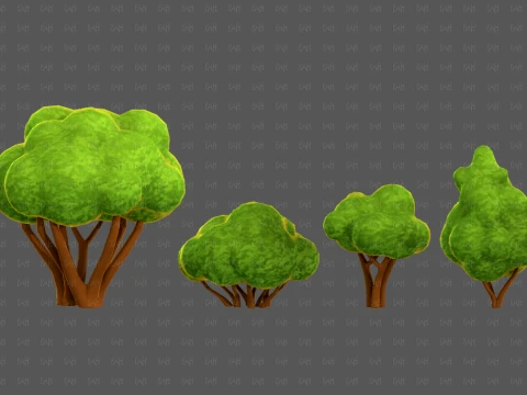 Trees Cartoon V66 3D Model