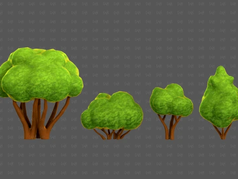 Trees Cartoon V66 3D Model