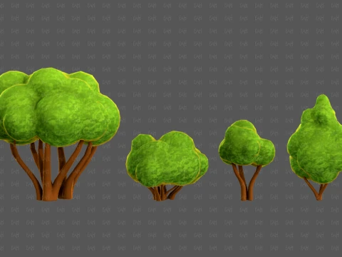 Trees Cartoon V66 3D Model