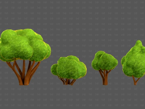 Trees Cartoon V66 3D Model