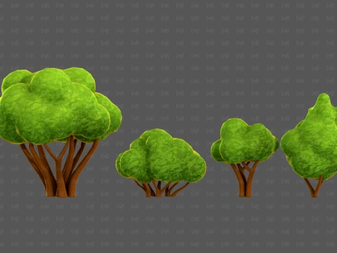Trees Cartoon V66 3D Model