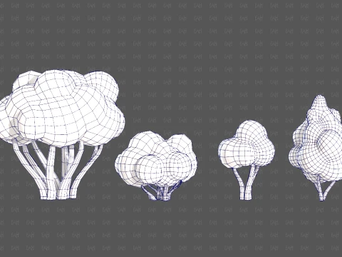 Trees Cartoon V66 3D Model