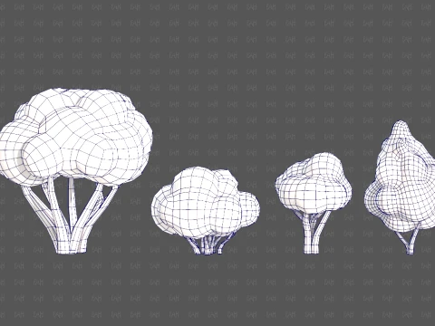 Trees Cartoon V66 3D Model