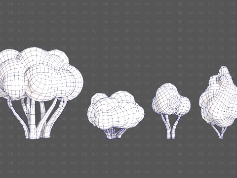 Trees Cartoon V66 3D Model