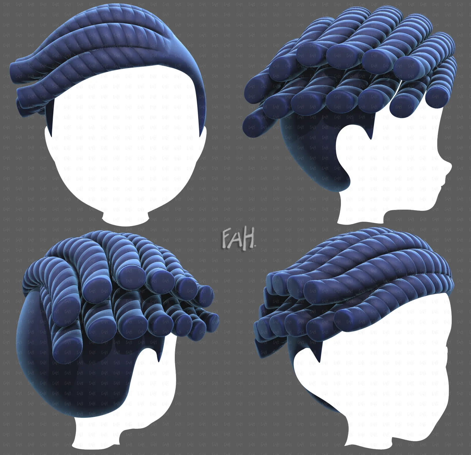 Base Hair for Boy V70 3D Model .c4d .max .obj .3ds .fbx .stl .blend 