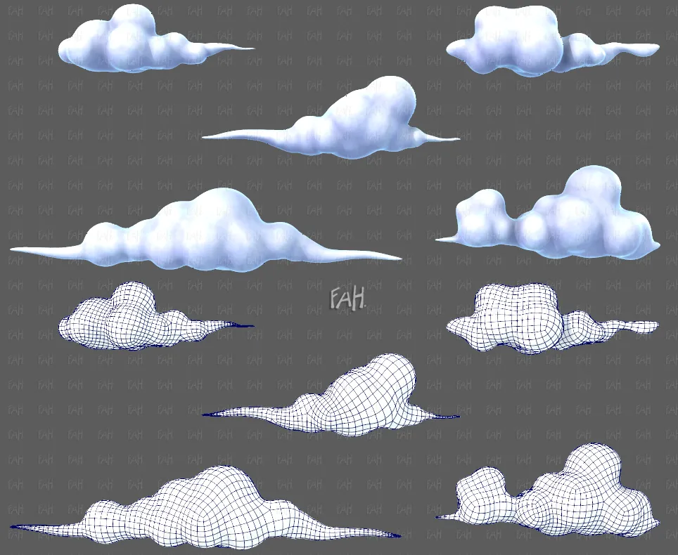 Clouds cartoon V07 3D Model .c4d .max .obj .3ds .fbx .stl .blend 