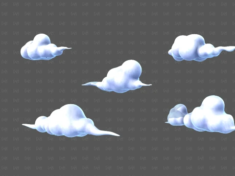 Clouds cartoon V07 3D Model