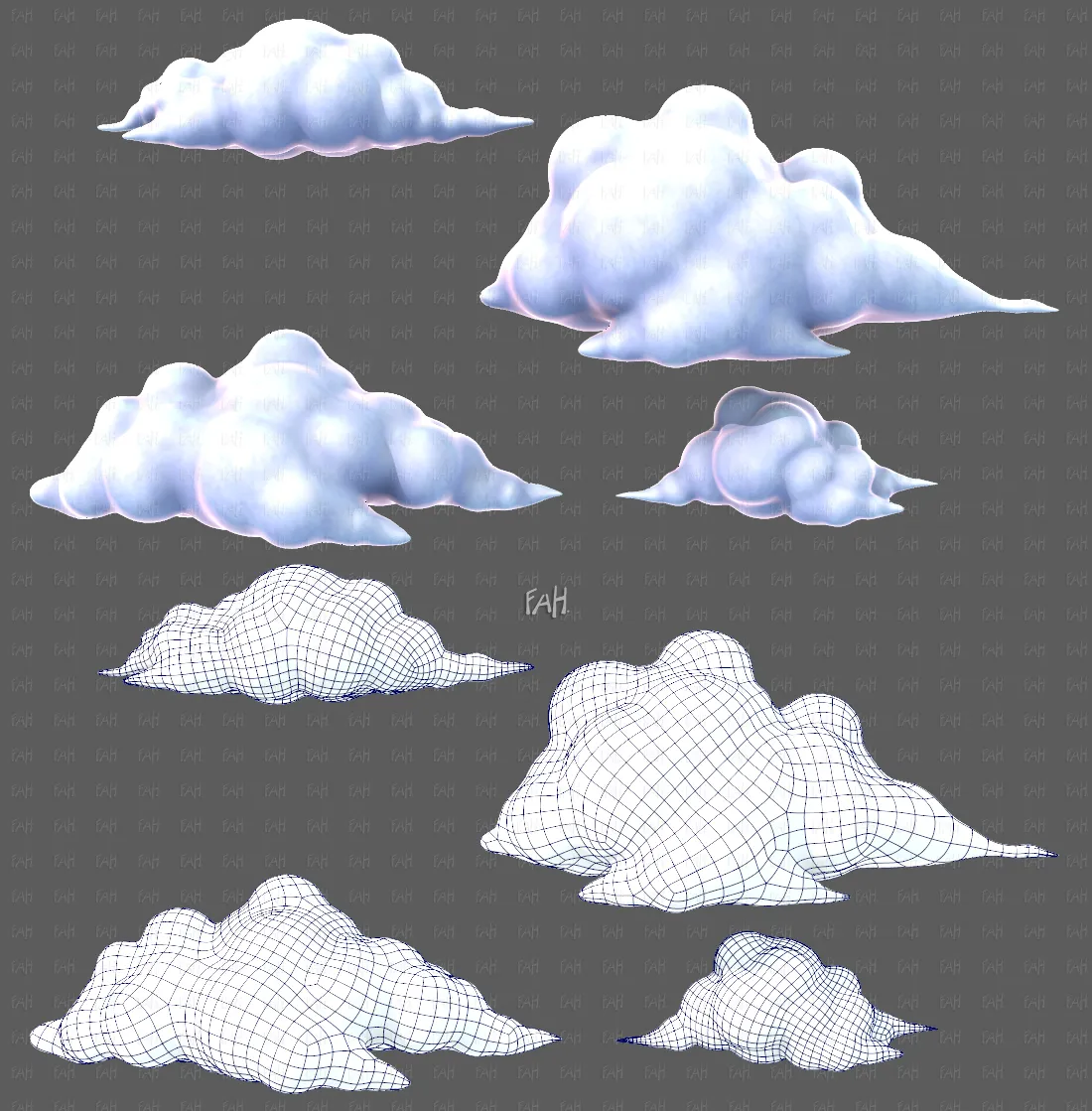 Clouds cartoon V08 3D Model .c4d .max .obj .3ds .fbx .stl .blend 