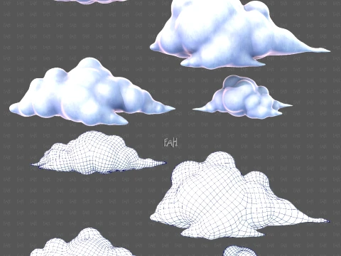 Clouds cartoon V08 3D Model