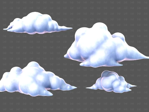 Clouds cartoon V08 3D Model