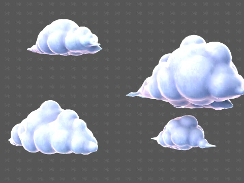 Clouds cartoon V08 3D Model