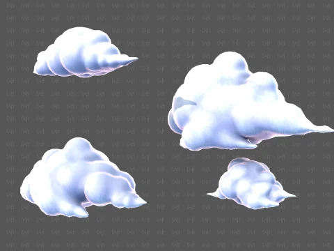 Clouds cartoon V08 3D Model