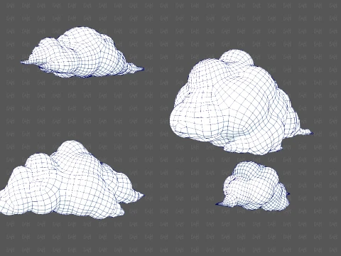 Clouds cartoon V08 3D Model