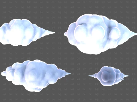 Clouds cartoon V08 3D Model