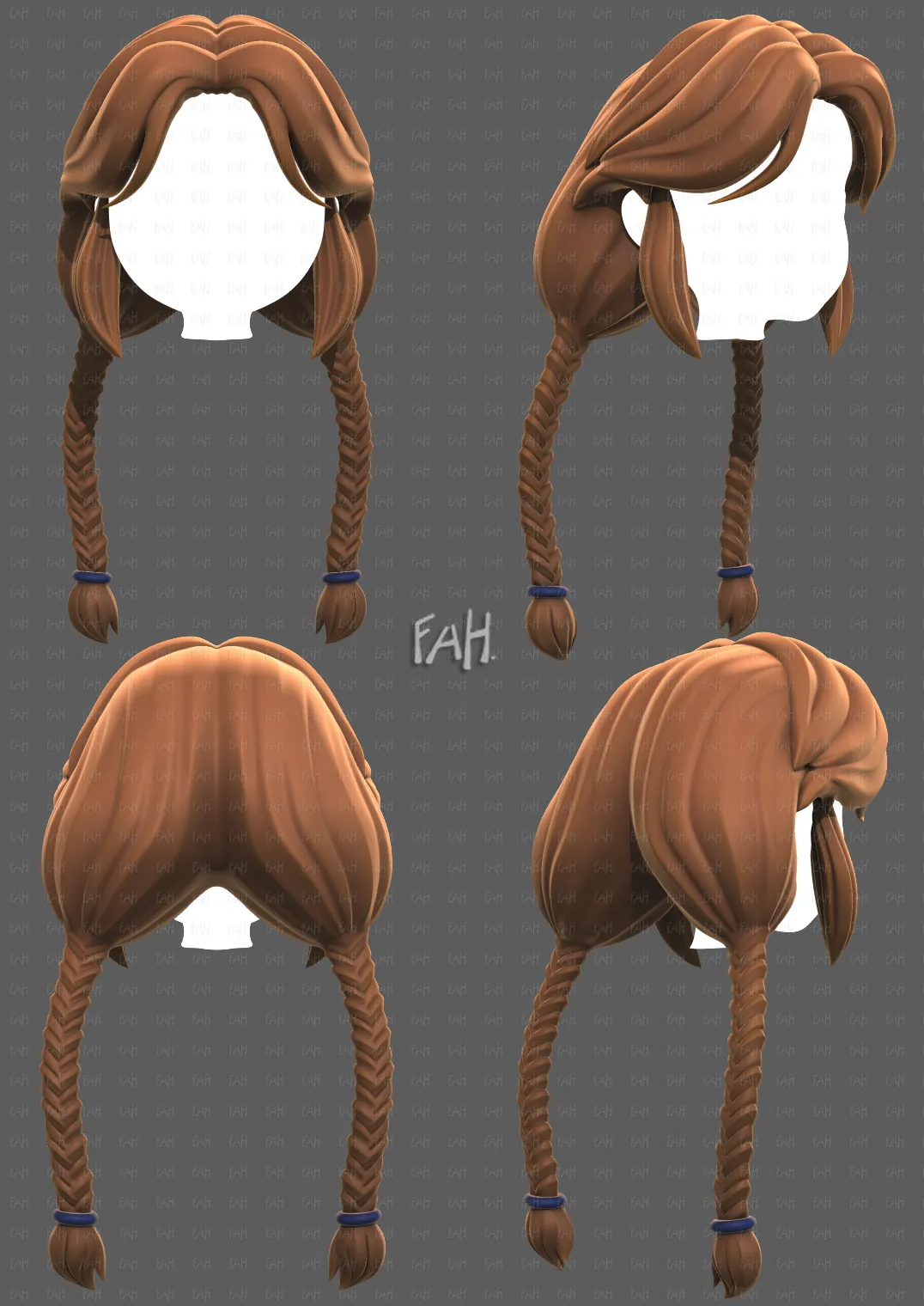 Base Hair for girl V72 3D Model .c4d .max .obj .3ds .fbx .stl .blend 