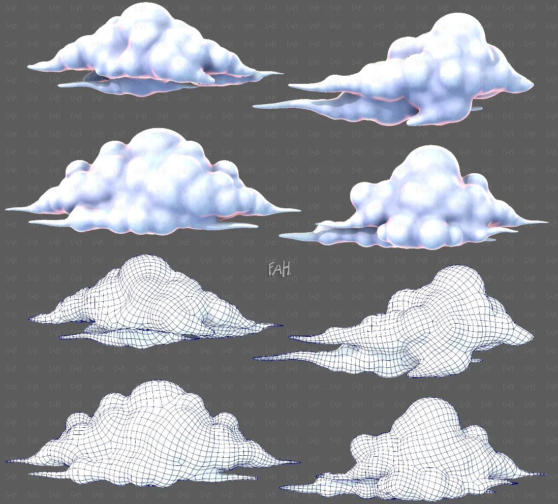 Clouds cartoon V09 3D Model .c4d .max .obj .3ds .fbx .stl .blend