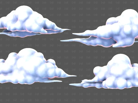 Clouds cartoon V09 3D Model