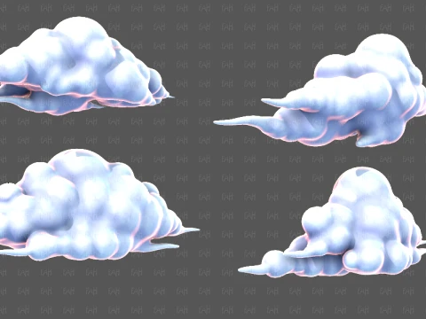 Clouds cartoon V09 3D Model