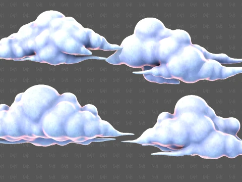 Clouds cartoon V09 3D Model