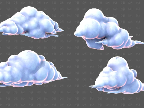 Clouds cartoon V09 3D Model
