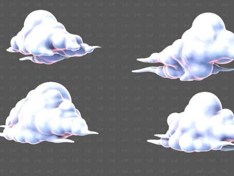Clouds cartoon V09 3D Model