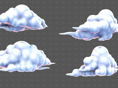 Clouds cartoon V09 3D Model