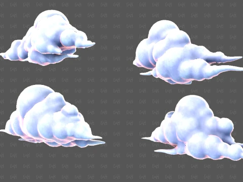 Clouds cartoon V09 3D Model