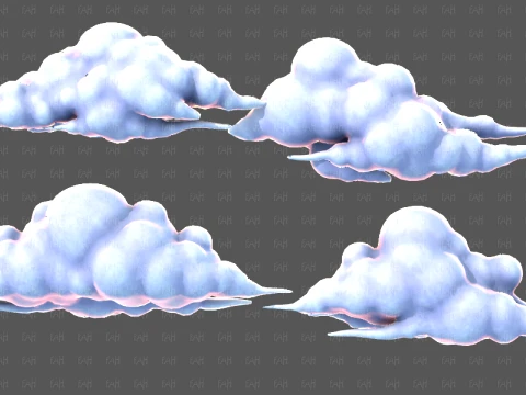 Clouds cartoon V09 3D Model
