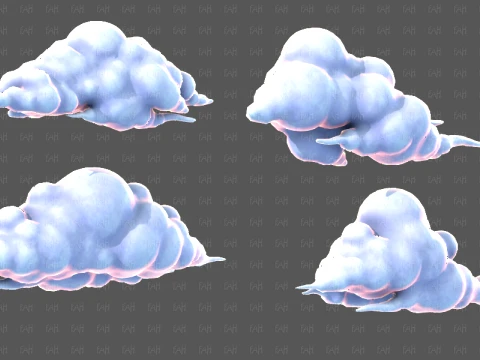 Clouds cartoon V09 3D Model