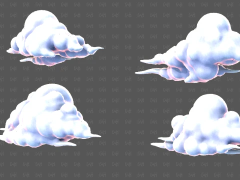 Clouds cartoon V09 3D Model
