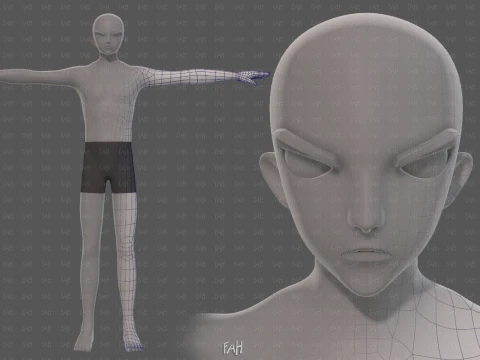 Base mesh man character V24 3D Model