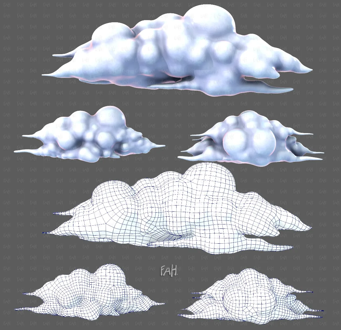 Clouds cartoon V10 3D Model .c4d .max .obj .3ds .fbx .stl .blend 